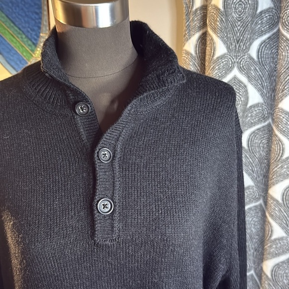 Banana Republic Silk Cashmere Sweater Charcoal Gray Quarter Button Up SZ M - Picture 2 of 7